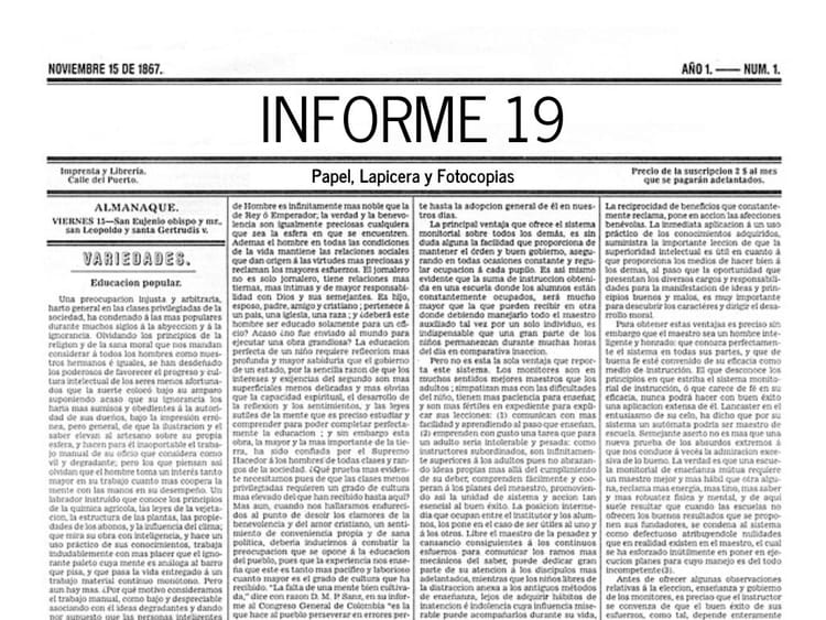 Informe 19: PAPEL, LAPICERA Y FOTOCOPIAS